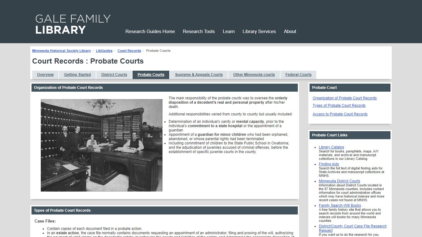 Court Records : Probate Courts - Minnesota Historical Society